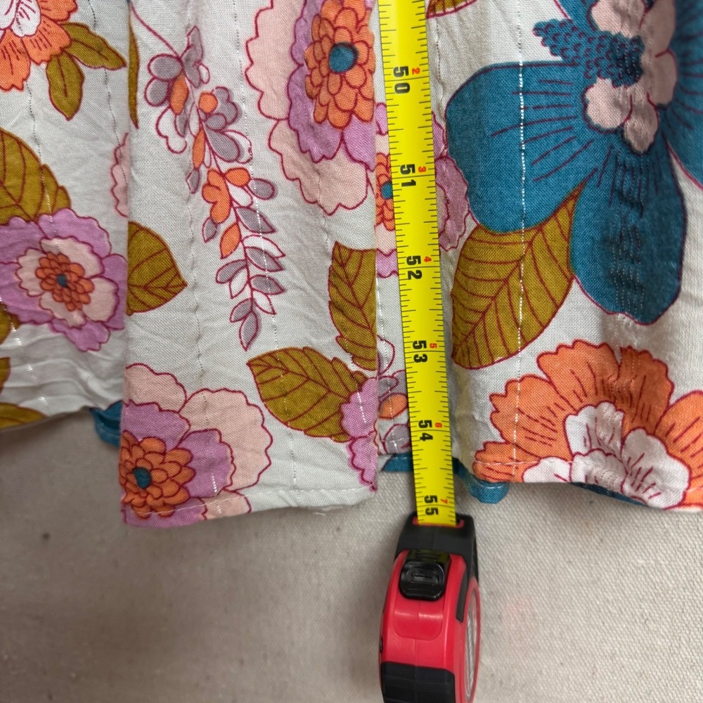 Floral Smocked Tiered Maxi Dress Blue Pink Orange Size M Cottage Core Fairy - Picture 10 of 10